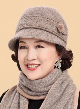 秋冬季帽子假发一体女中老年妈妈洋气短卷发全头套假发帽自然逼真