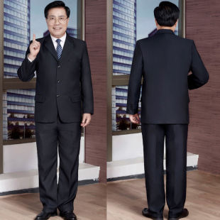 爸爸西服套装男三件套中老年商务休闲正装中年西装父亲宴会婚礼服