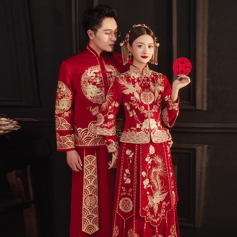 男士秀禾服情侣套装结婚衣服新郎唐装