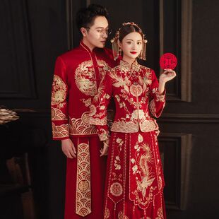 男士秀禾服情侣套装结婚衣服新郎装中式礼服冬季秀和服大码接亲服