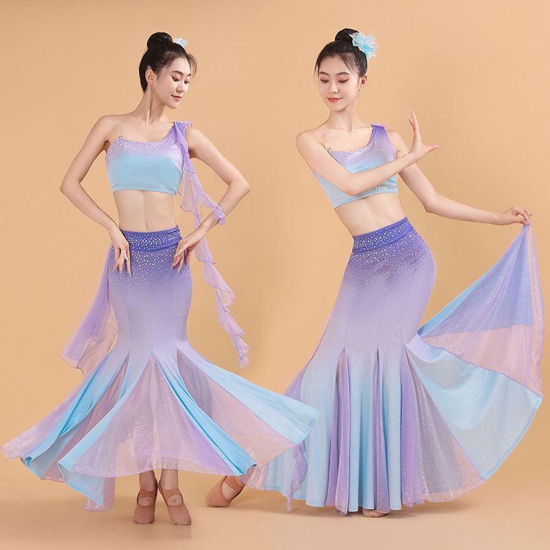 傣族舞蹈演出服女修身鱼