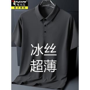 宽松速干大码 啄木鸟夏季 T恤真冰丝短袖 男士 上衣宽松翻领T恤 POLO衫