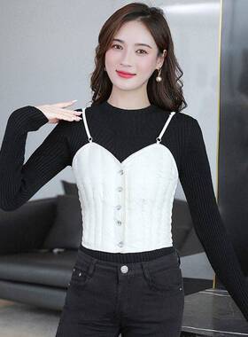 马甲女土轻薄内穿白鸭绒短款背心修身打底羽绒服内胆吊带冬季