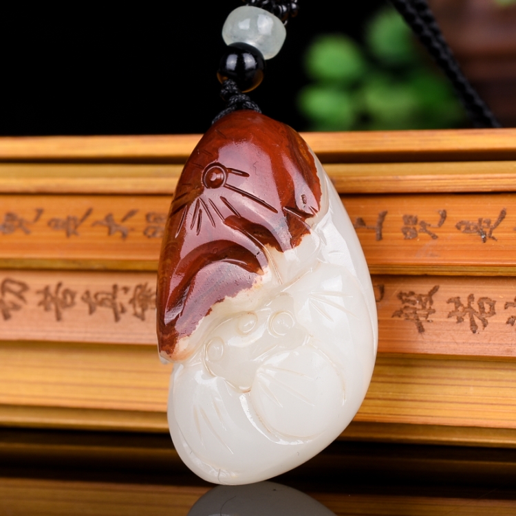 新疆和田玉白玉籽料荷叶莲蓬吊坠男女款天然白玉荷花挂件项链坠