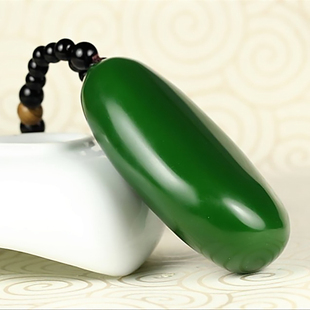 天然和田玉碧玉原石手把件菠菜绿玉石把件挂件把玩件摆件新疆玉器