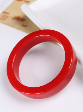 天然和田玉红玉手镯女款