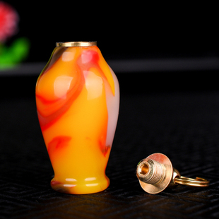 天然新疆和田玉彩玉鼻烟壶吊坠玉挂件平平安安玉石项链玉坠平安牌