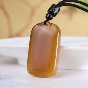 天然和田玉糖玉籽料无事牌吊坠无字平安牌项链挂件男女款玉坠