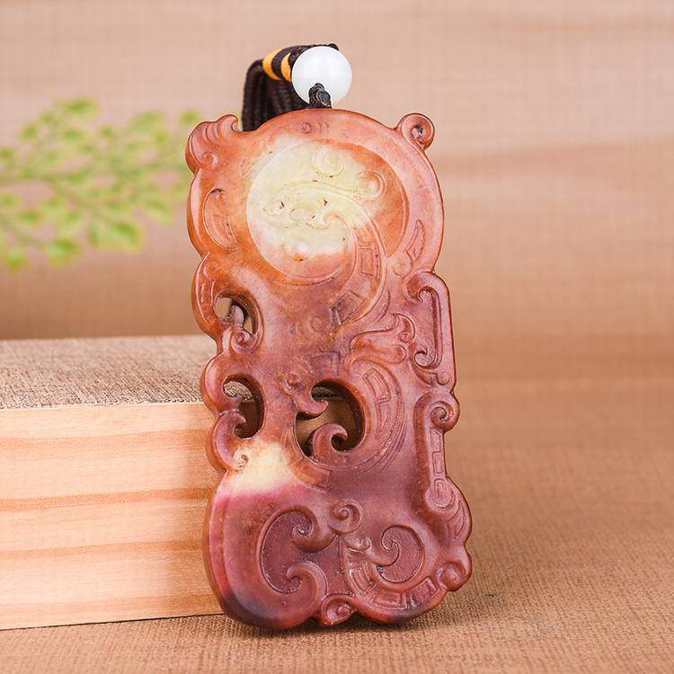 古玉玉器龙凤玉壁手把件白玉和田玉老玉把件挂件把玩件龙凤  玉佩