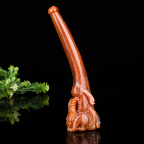 天然正品黄龙玉龙头烟嘴