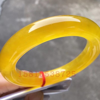 缅甸翡翠冰透高冰满黄翡圆条手镯