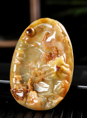 和田玉籽料山水玉挂件手把件