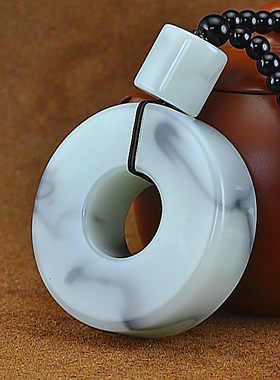 天然和田玉烟青玉大号平安扣手把件男女款平平安安玉石把玩件挂件