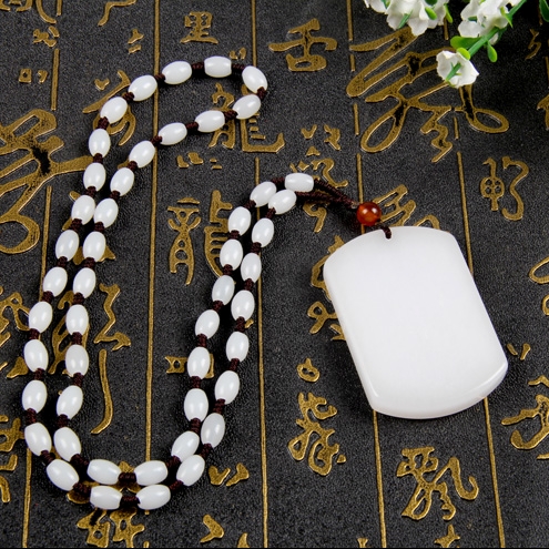 新疆和田玉牌子挂件籽料羊脂白玉吊坠男女款平安无事牌项链坠