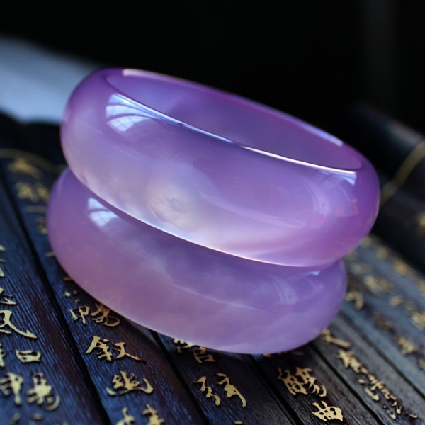 天然玉石冰种芙蓉玉髓手镯粉色玛瑙女款玉镯子翡翠紫罗兰色手链