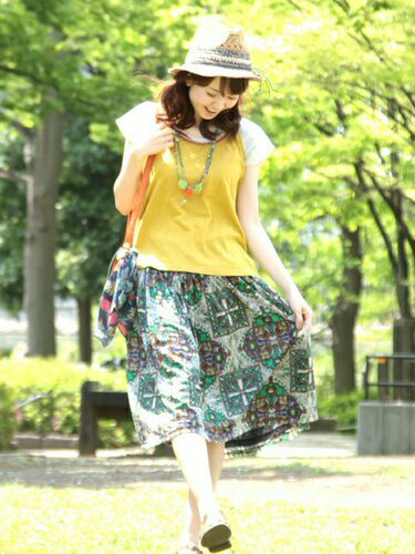 复古风森系半身中短裙