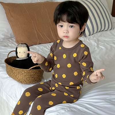 秋冬无骨宝宝纯棉加厚秋衣套装