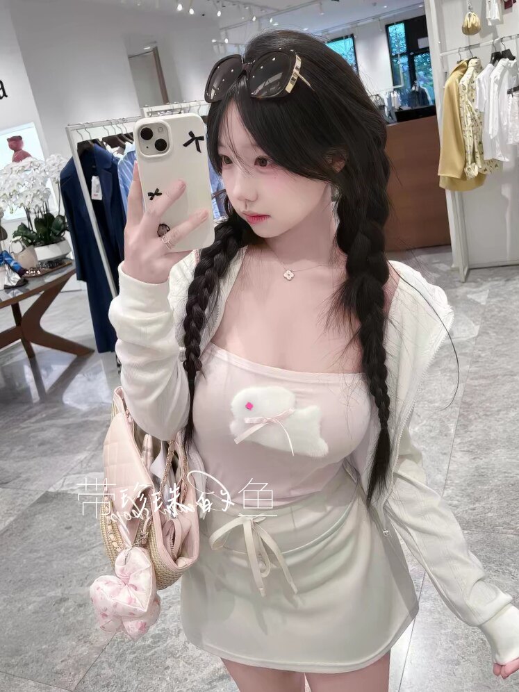 奶兔抹胸| 立体可爱兔兔甜美性感收腰纯欲辣妹上衣抹胸T恤背心女