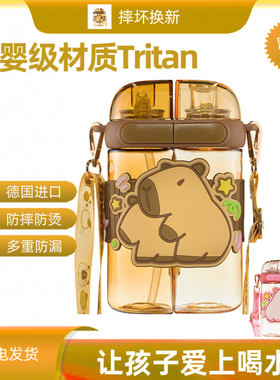 英国NextKiss正版卡皮巴拉儿童夏天双仓大号大容量2026母婴级水杯