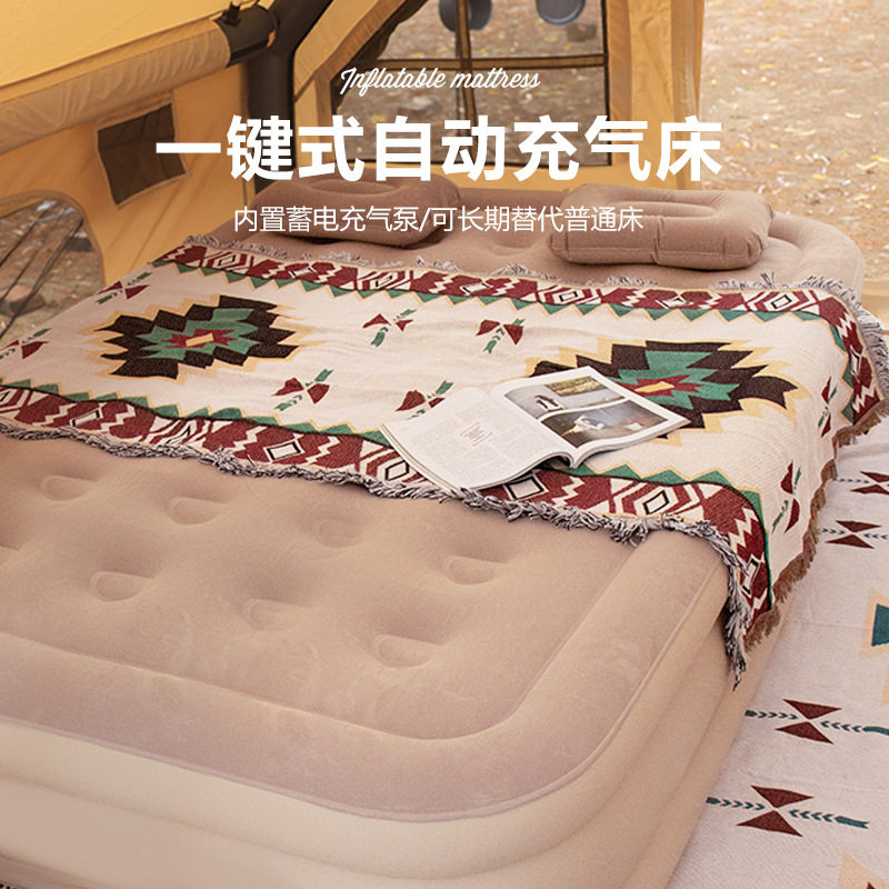 户外露营加高加厚植绒自动充气垫充气床双人野营地垫午睡充气沙发
