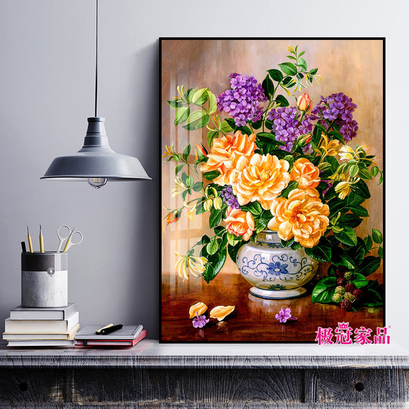 极冠家品钻石画满钻花卉静物