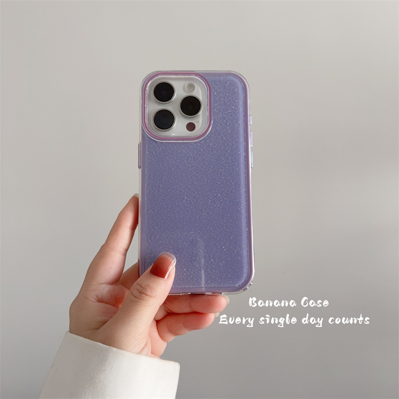 韩国ins温柔紫色闪粉二合一硬壳适用16promax苹果15pro手机壳iPhone13新款14promax全包防摔16简约保护套14女