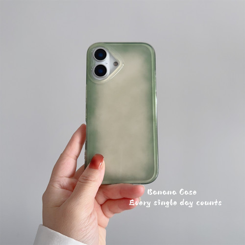 ins简约翡翠绿晕染保护手机壳