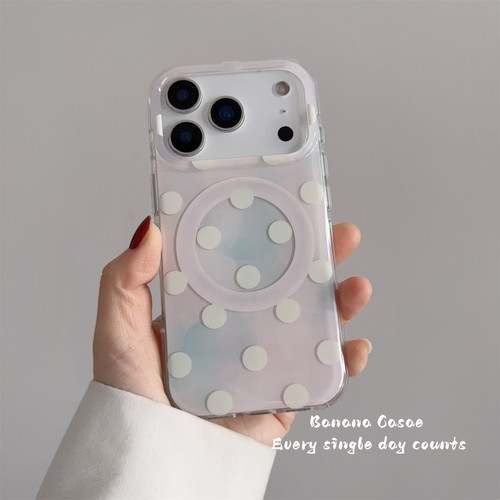 ins氛围感粉蓝渲染波点磁吸硬壳