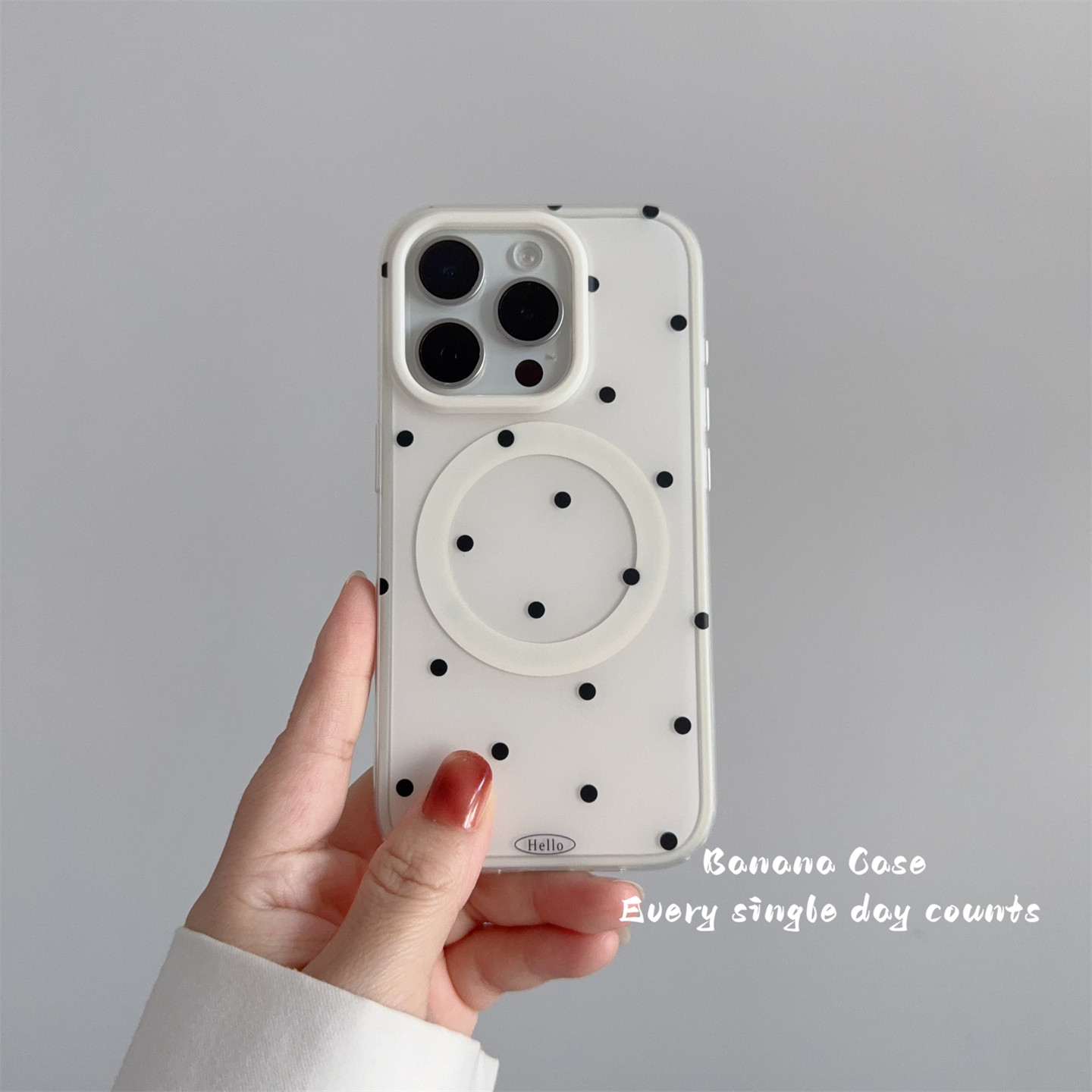 BananaCase韩国ins温柔奶白色黑波点二合一适用iPhone17pro苹果15promax磁吸手机壳13/14pro新款防摔16保护套