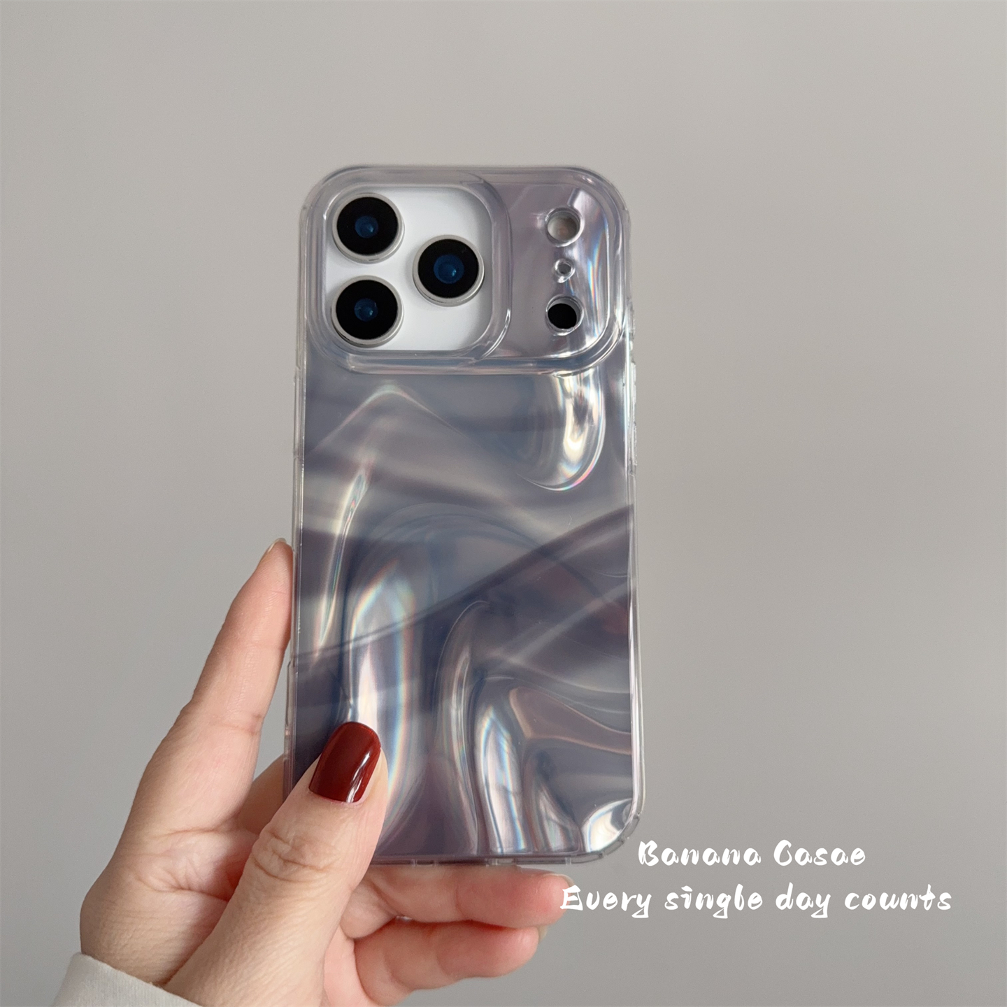 高级感简约银灰色水波纹17手机壳