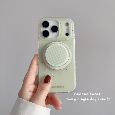 韩国ins小众淡绿色泼墨磁吸硬壳