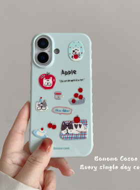 BananaCase韩国ins奶绿色diy斗牛犬可爱贴纸适用iPhone17promax苹果17手机壳16promax光面15pro软壳14pro女13
