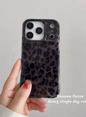BananaCase秋冬ins小众复古黑色豹纹锡纸纹适用17promax苹果16pro磁吸手机壳iPhone13新款14/15pro防摔保护套