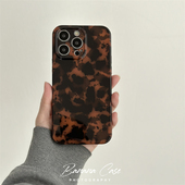 高级感玳瑁豹纹适用苹果14promax手机壳iphone15pro光面17pro防摔13promax女款 16promax软壳14复古13保护套11