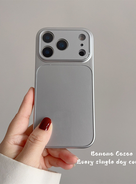 BananaCase极简风银灰色大视窗镜头膜适用iPhone17pro苹果16promax手机壳15pro全包14promax防摔13保护套硬壳