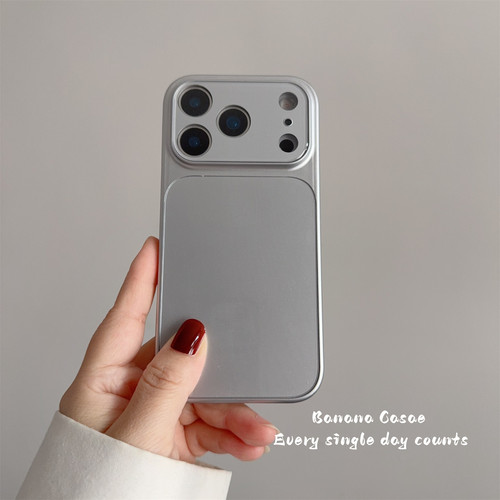 简约风银灰色大视窗镜头膜手机壳