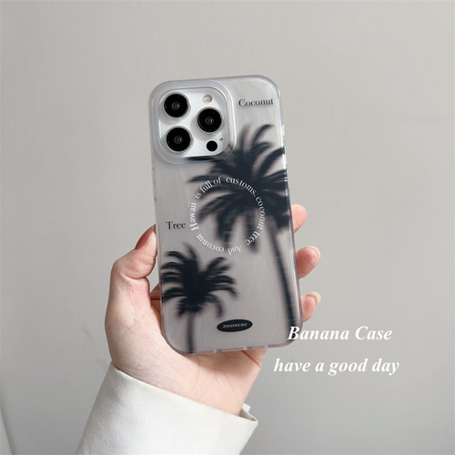 高级感ins个性模糊椰树英文硬壳