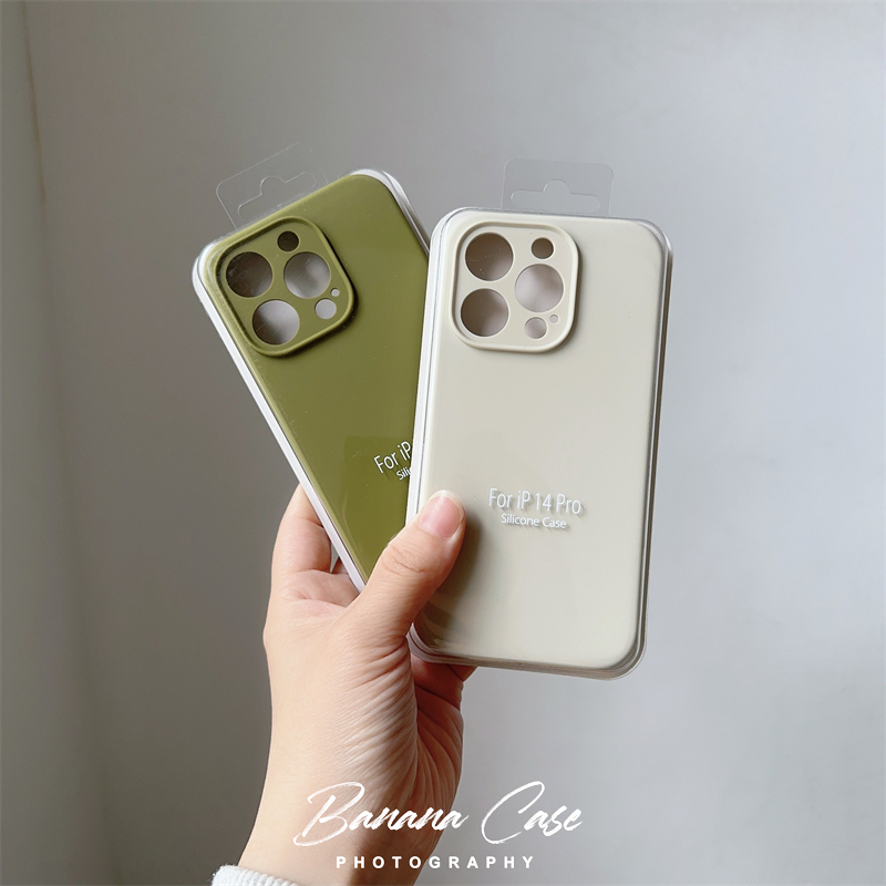 BananaCase简约纯色全包镜头适用iphone15promax橄榄绿16pro手机壳iphone13古董白12硅胶11防摔保护套14pro硬