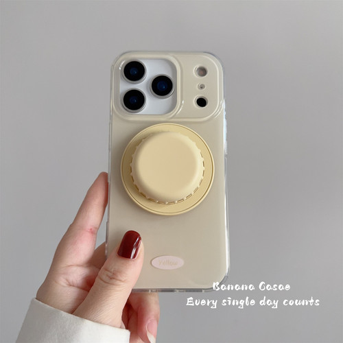 小众简约ins奶油黄磁吸支架硬壳