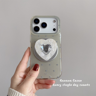 BananaCase韩国ins氛围感淡绿底蓝波点磁吸壳适用iPhone17苹果16pro手机壳15promax贝壳纹爱心支架13/14pro硬