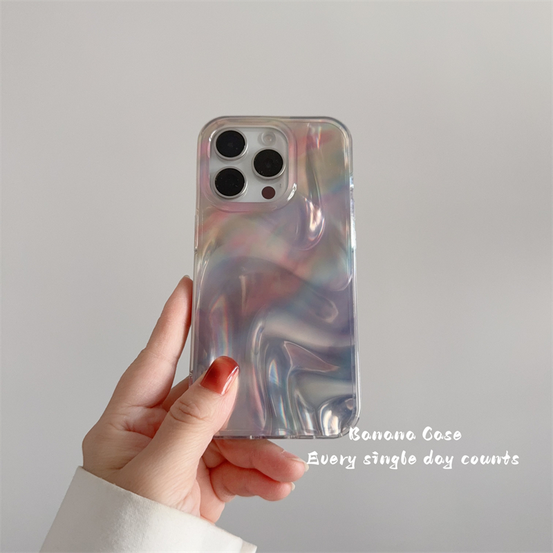 韩国ins设计感彩虹晕染水波纹适用16promax光面手机壳iphone15高级14pro防摔13promax苹果16创意保护套13硬壳