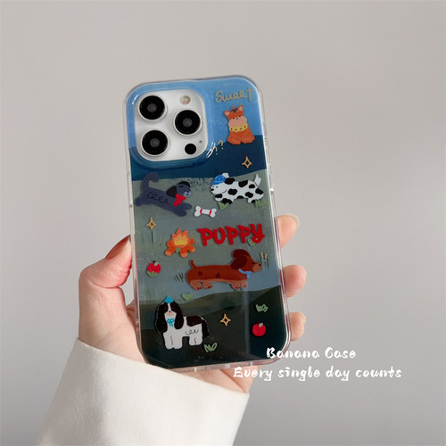 韩国ins小众趣味油画狗狗适用16pro苹果16promax手机壳iPhone15全包14新款14promax全包16防摔保护套13硬壳15