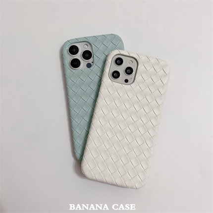 BananaCase小众ins编织纹皮质适用iPhone13手机壳14promax苹果16半包15pro女17promax硬壳16promax保护套12女