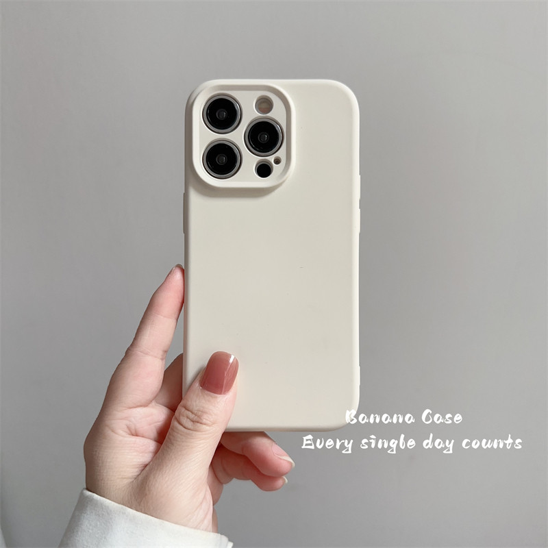 BananaCase高级感ins简约古董白纯色硅胶软壳适用iPhone15苹果14promax手机壳16pro全包防摔12/17pro保护套14