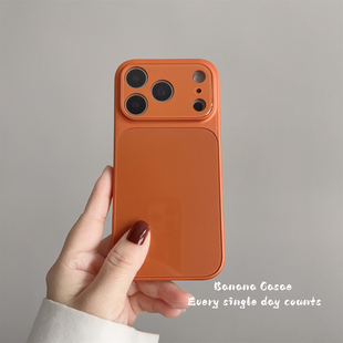 BananaCase高级感简约橙色大视窗镜头膜适用iPhone17苹果16promax手机壳17pro新款15pro防摔13/14pro保护套硬