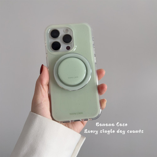 简约ins淡绿色泼墨磁吸支架硬壳