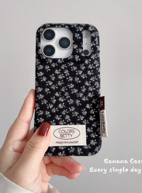 BananaCase秋冬款黑底小碎花绒布适用17promax苹果16pro手机壳iPhone13新款15pro全包防摔14promax保护套硬壳