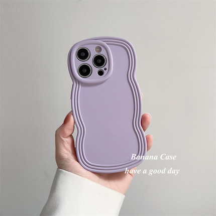 BananaCase韩国ins小众温柔紫波浪纹适用iPhone15promax苹果14pro手机壳13纯色11/12pro全包硅胶防摔xs保护套