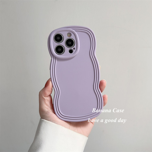 韩国ins小众温柔紫波浪纹手机壳