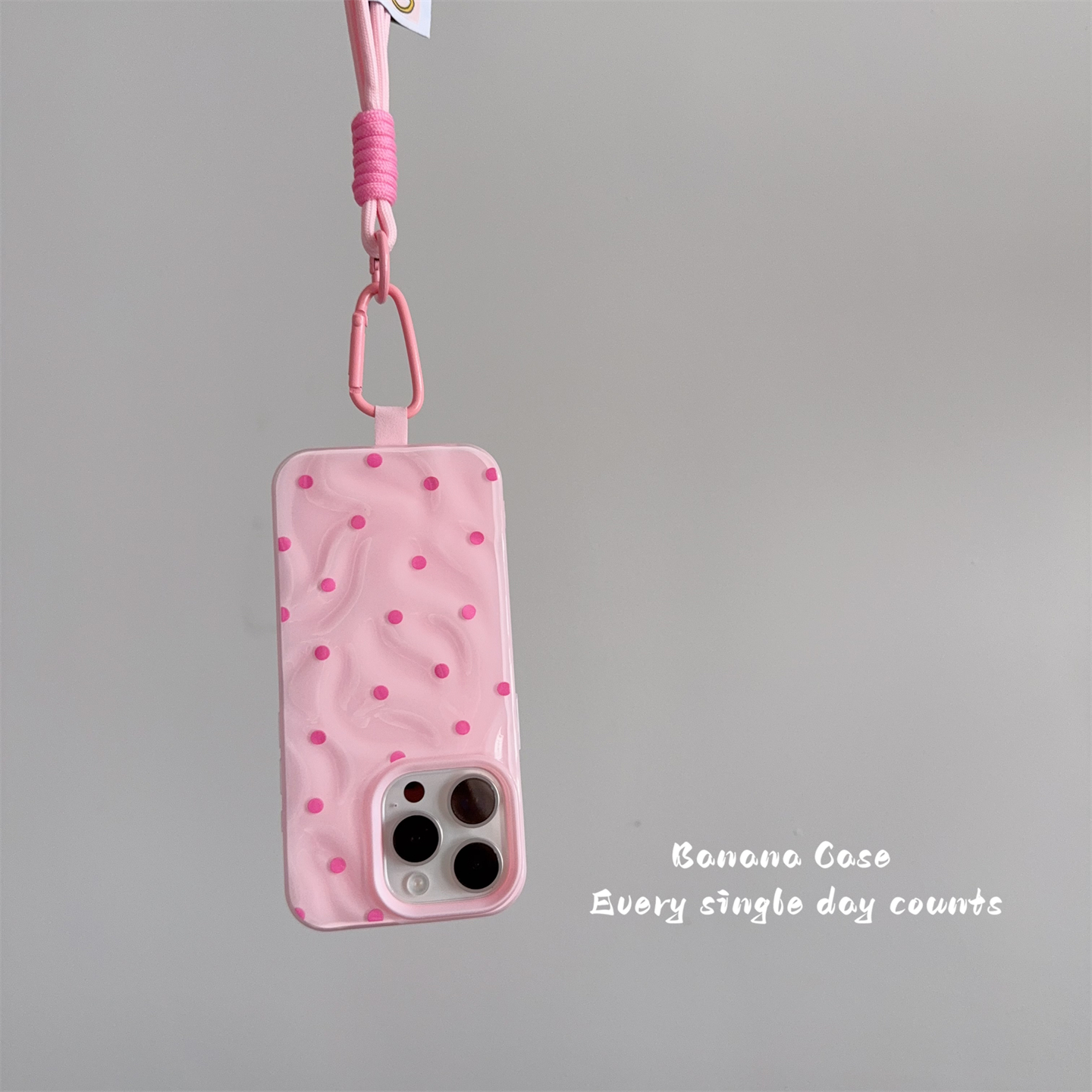 韩国小众甜美粉色波点褶皱手机壳